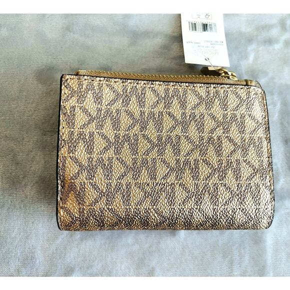 NWT Michael Kors Rhea Medium Metallic Signature Logo Backpack & Trifold Wallet main image 16